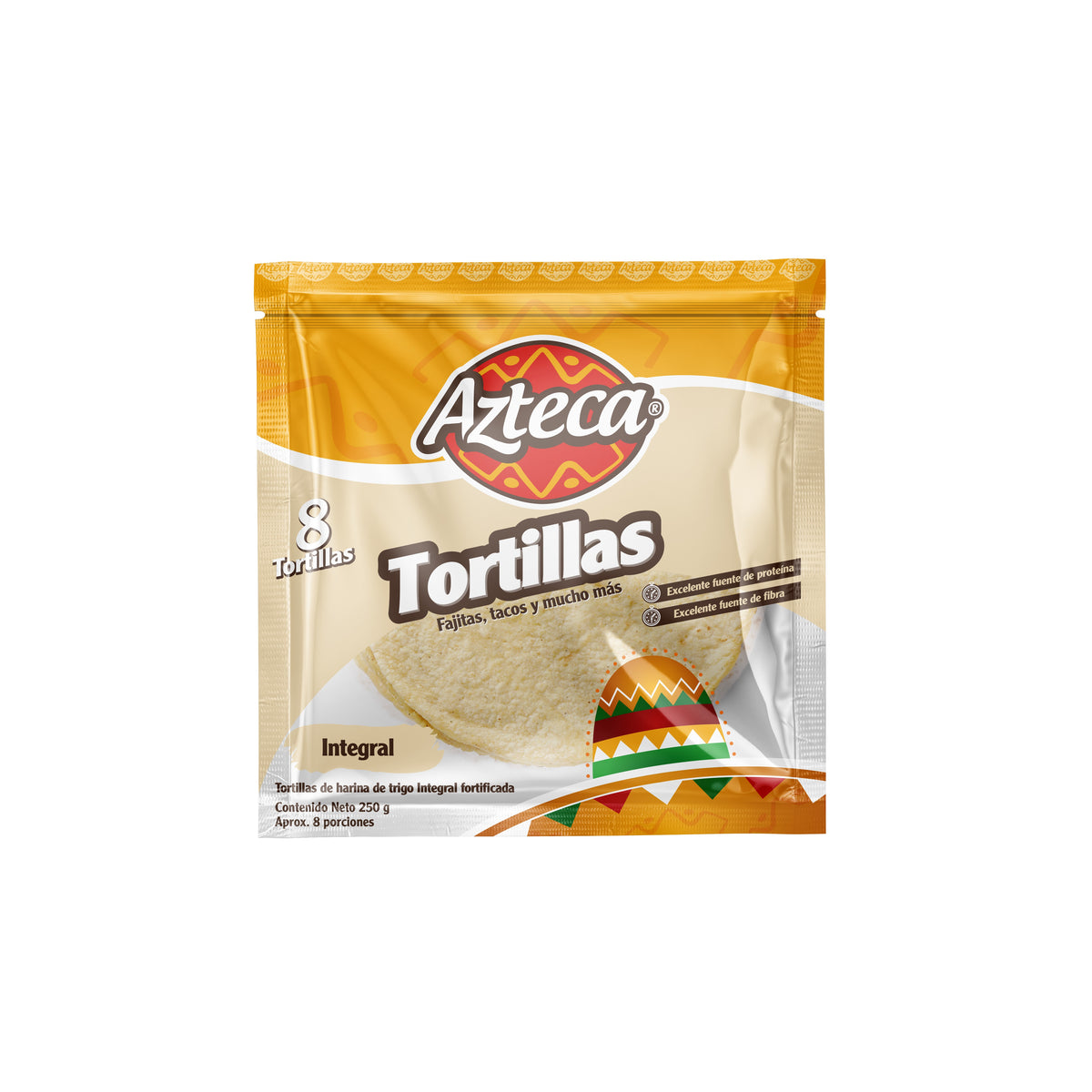 TORTILLA INTEGRAL X 8 UNIDADES (250G) AZTECA