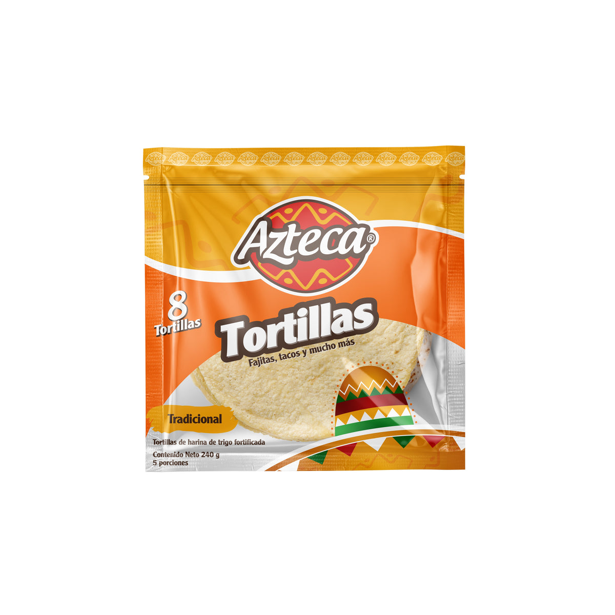 TORTILLA NATURAL X 8 UNIDADES (240G) AZTECA