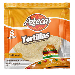 TORTILLA NATURAL X 8 UNIDADES (580G) AZTECA